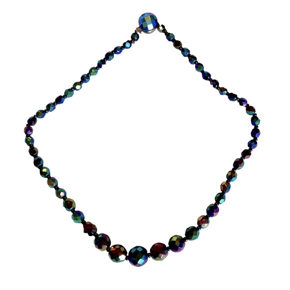 Vintage Aurora Borealis Faceted Graduated Crystal necklace - Picture 6 of 9